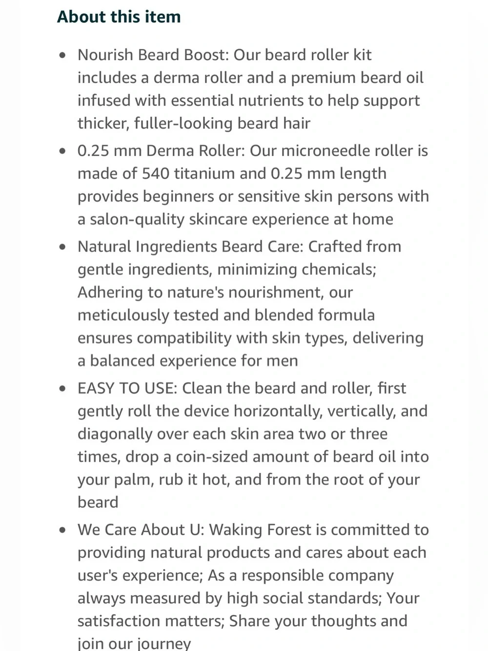 Waking Forrst Beard Care Set for Men Roller & Oil Sealed NWT